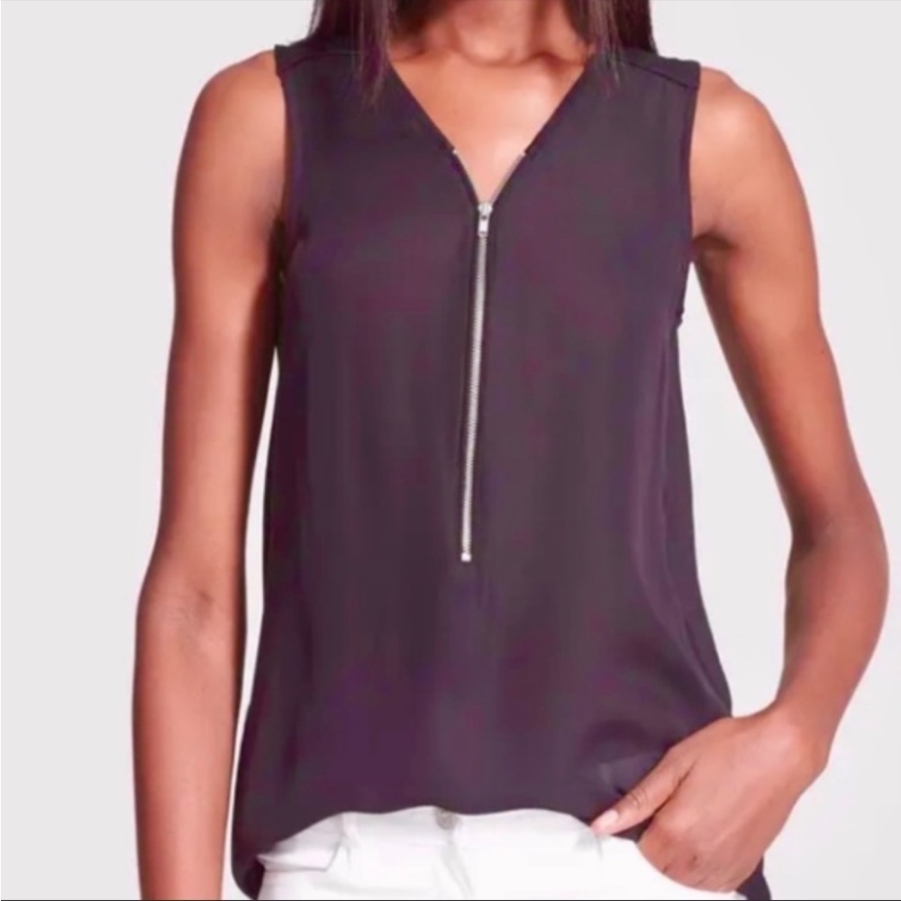 The Kooples Sport Silk Sleeveless Half Zip Front Women’s top Blue